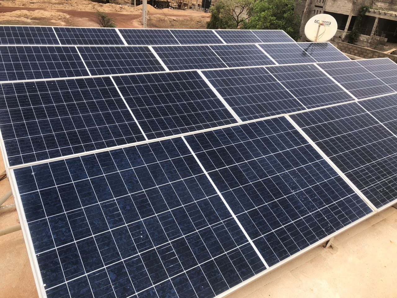 Rooftop solar PV array installation with 24 Canadian Solar panels in Burkina Faso