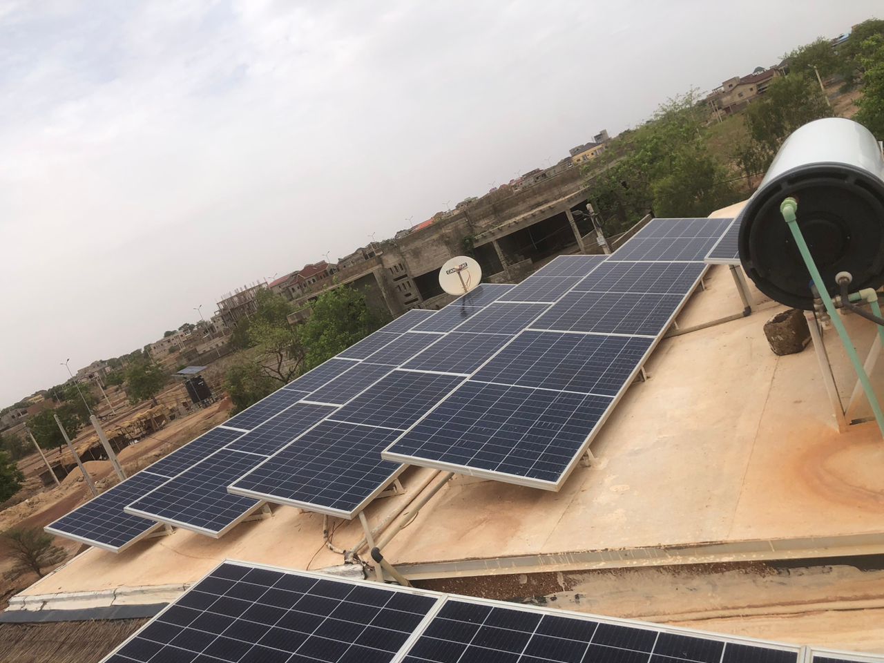 Rooftop solar PV array installation with 24 Canadian Solar panels in Burkina Faso