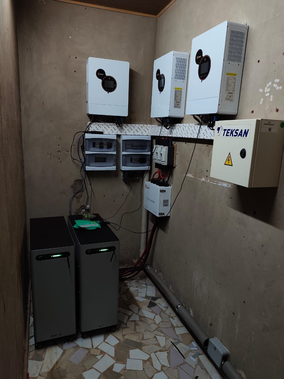 Completed installation of two PYTES V15 batteries providing 30 kWh storage capacity